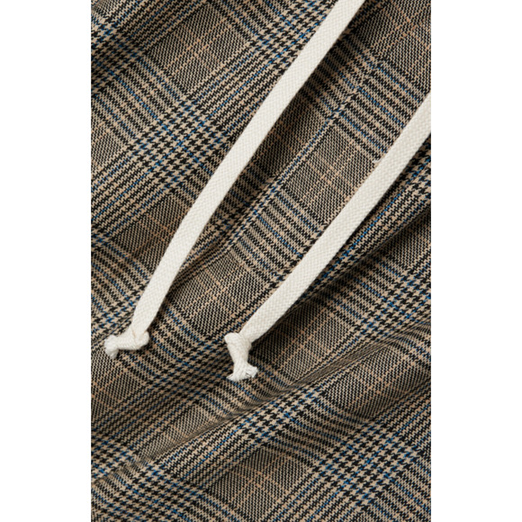 Nili Lotan 4 Elastic Waist Plaid Wool Delancy Dress Pants Cropped Gray Tan - Picture 12 of 16